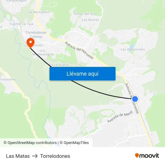Las Matas to Torrelodones map