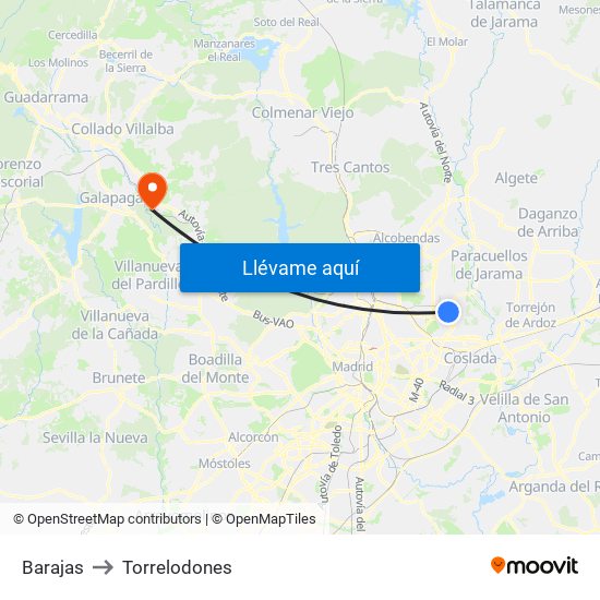 Barajas to Torrelodones map