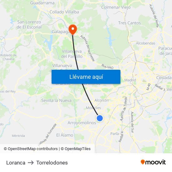 Loranca to Torrelodones map
