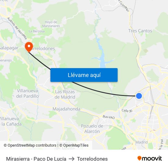 Mirasierra - Paco De Lucía to Torrelodones map