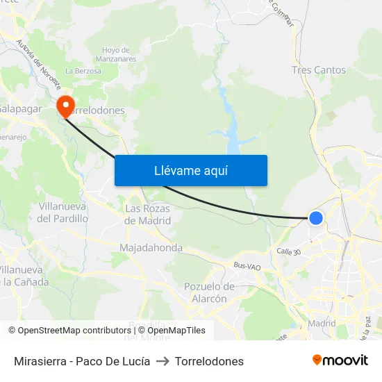 Mirasierra - Paco De Lucía to Torrelodones map