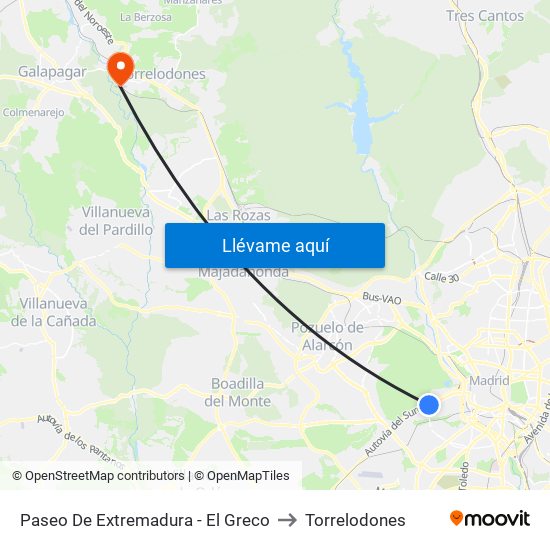 Paseo De Extremadura - El Greco to Torrelodones map