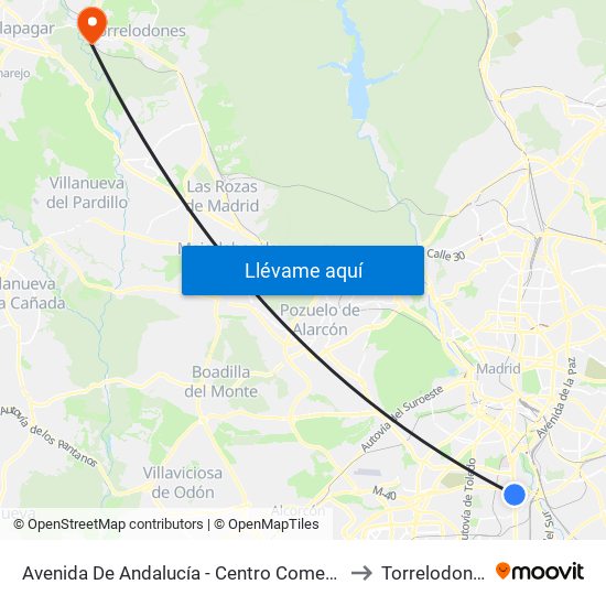 Avenida De Andalucía - Centro Comercial to Torrelodones map