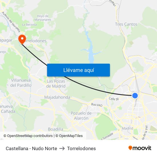 Castellana - Nudo Norte to Torrelodones map