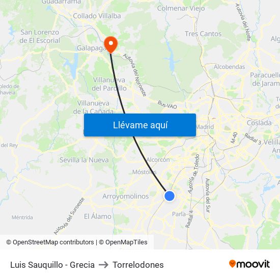 Luis Sauquillo - Grecia to Torrelodones map