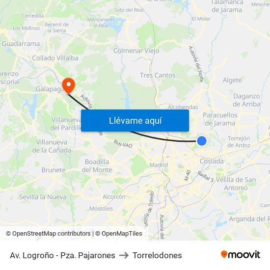 Av. Logroño - Pza. Pajarones to Torrelodones map