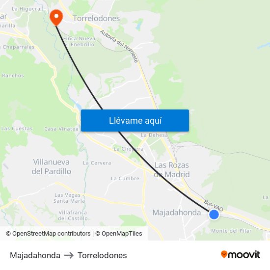 Majadahonda to Torrelodones map
