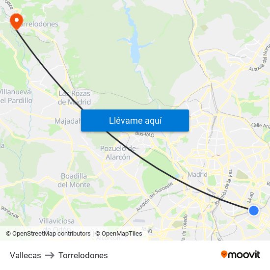 Vallecas to Torrelodones map