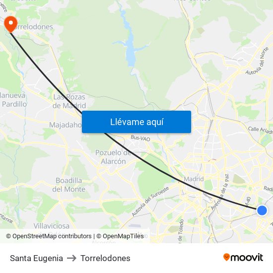 Santa Eugenia to Torrelodones map