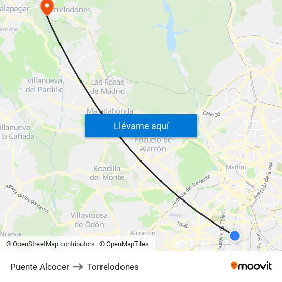 Puente Alcocer to Torrelodones map