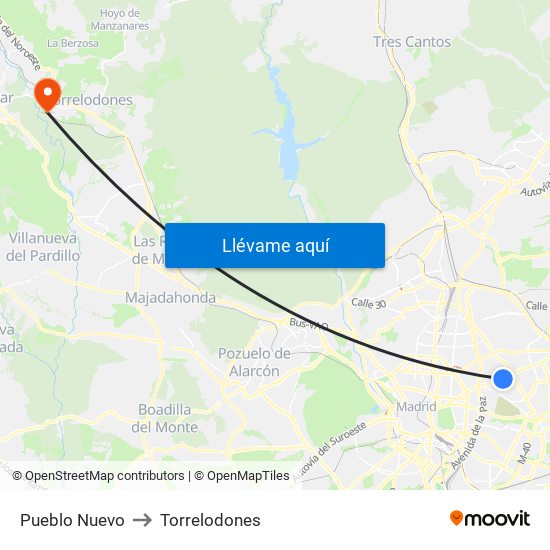 Pueblo Nuevo to Torrelodones map