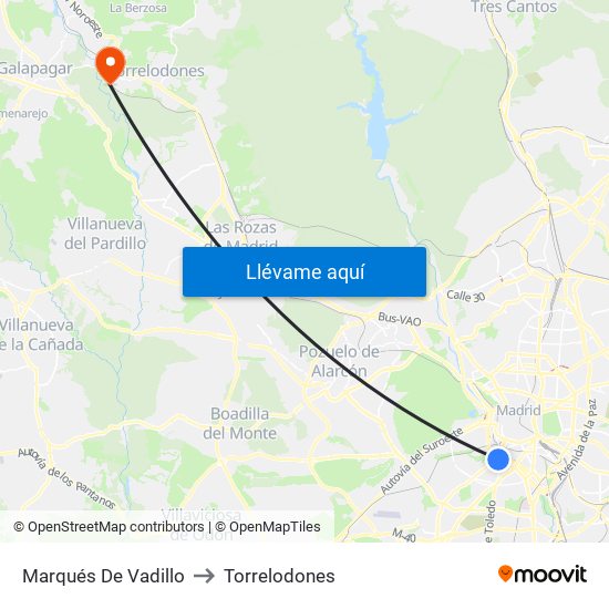 Marqués De Vadillo to Torrelodones map