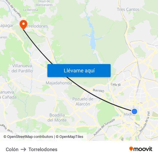 Colón to Torrelodones map