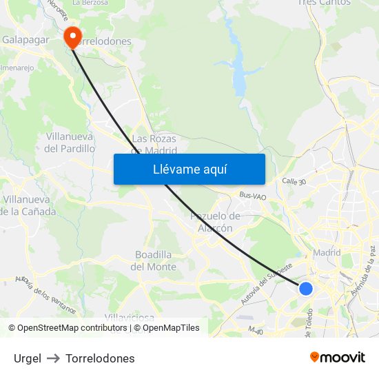 Urgel to Torrelodones map