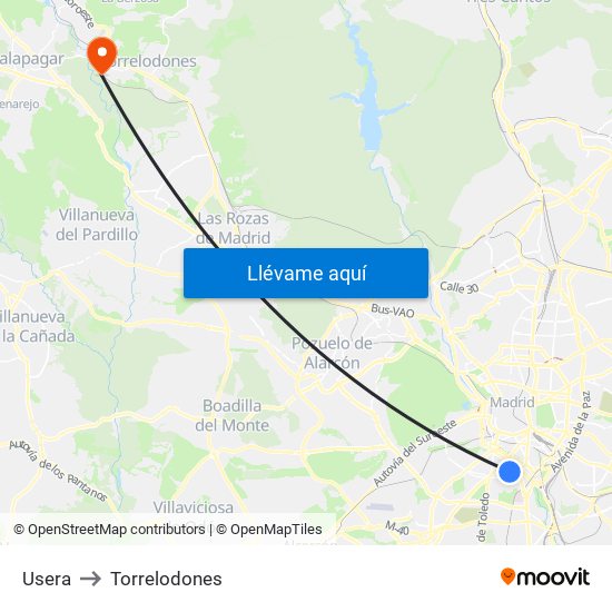 Usera to Torrelodones map