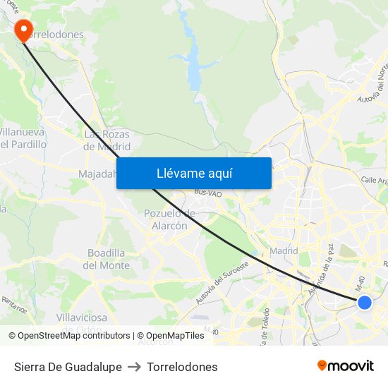 Sierra De Guadalupe to Torrelodones map