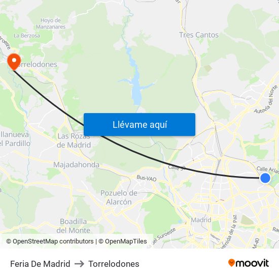 Feria De Madrid to Torrelodones map