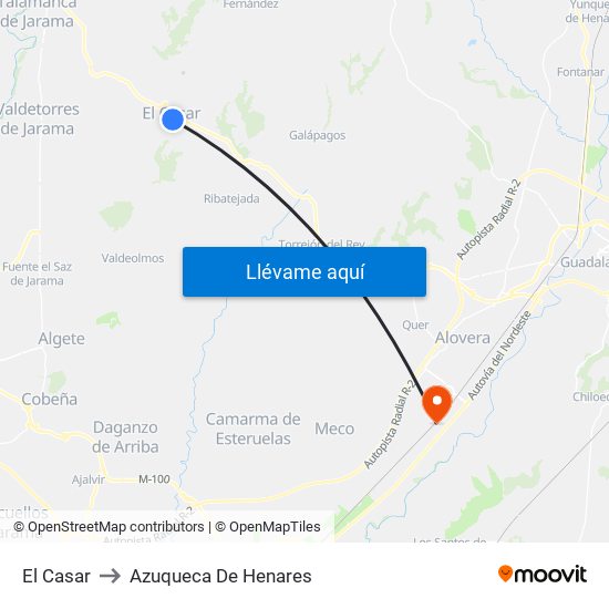 El Casar to Azuqueca De Henares map