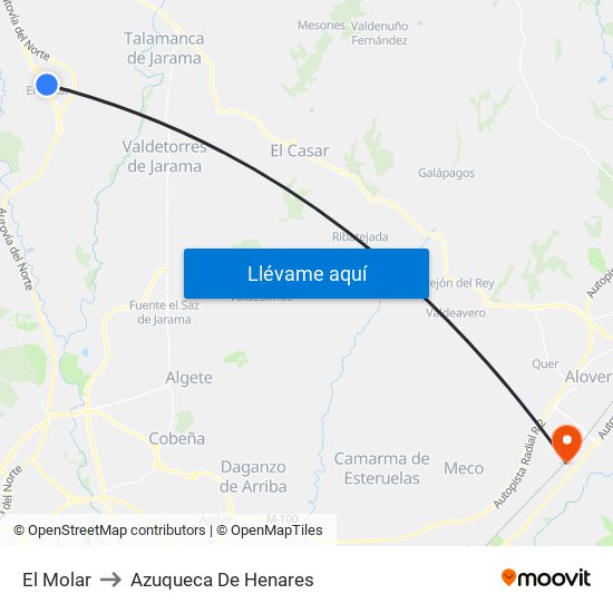 El Molar to Azuqueca De Henares map