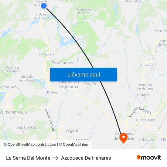 La Serna Del Monte to Azuqueca De Henares map