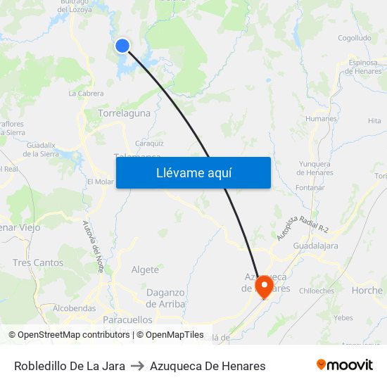 Robledillo De La Jara to Azuqueca De Henares map