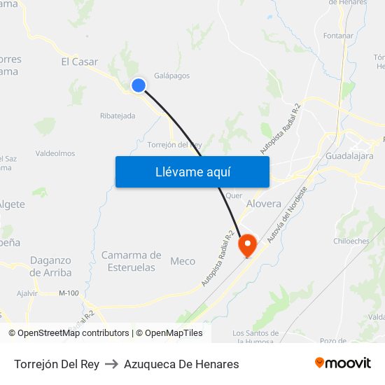 Torrejón Del Rey to Azuqueca De Henares map