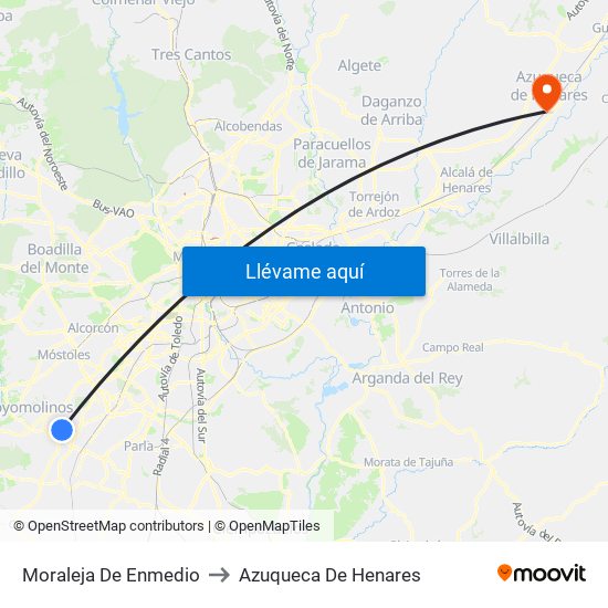 Moraleja De Enmedio to Azuqueca De Henares map