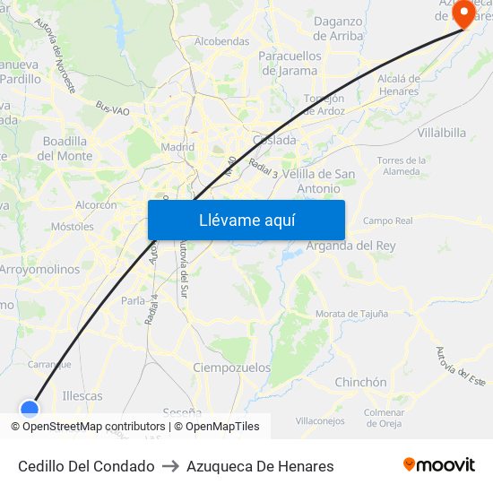 Cedillo Del Condado to Azuqueca De Henares map