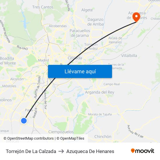 Torrejón De La Calzada to Azuqueca De Henares map