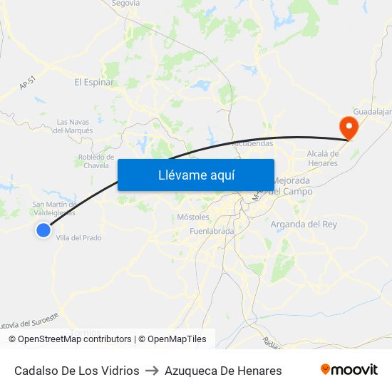 Cadalso De Los Vidrios to Azuqueca De Henares map