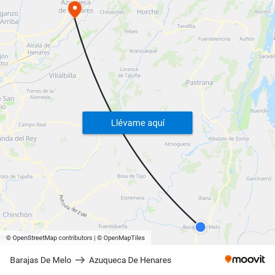 Barajas De Melo to Azuqueca De Henares map