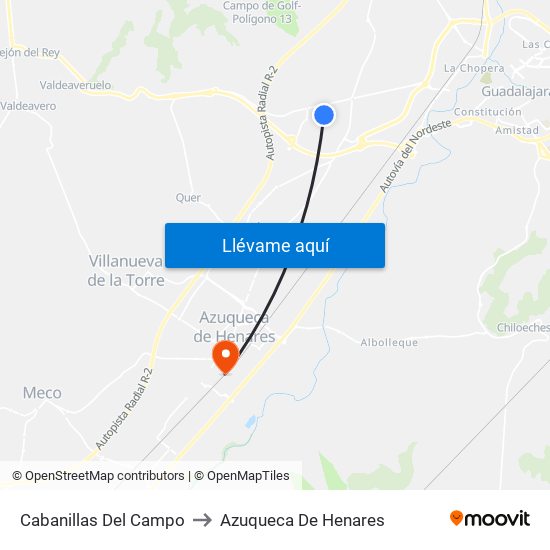 Cabanillas Del Campo to Azuqueca De Henares map