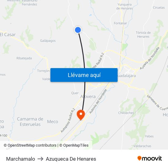 Marchamalo to Azuqueca De Henares map