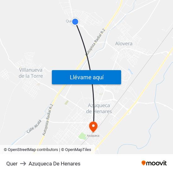 Quer to Azuqueca De Henares map