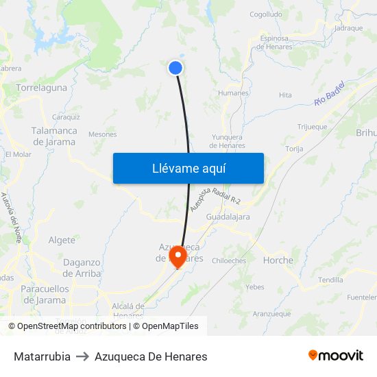 Matarrubia to Azuqueca De Henares map