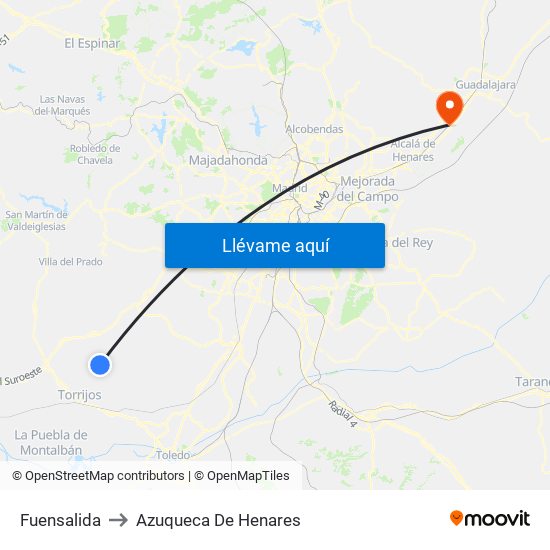 Fuensalida to Azuqueca De Henares map