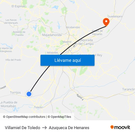Villamiel De Toledo to Azuqueca De Henares map