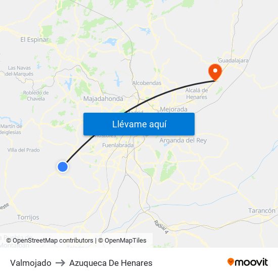 Valmojado to Azuqueca De Henares map