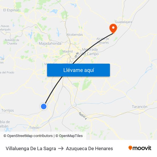 Villaluenga De La Sagra to Azuqueca De Henares map