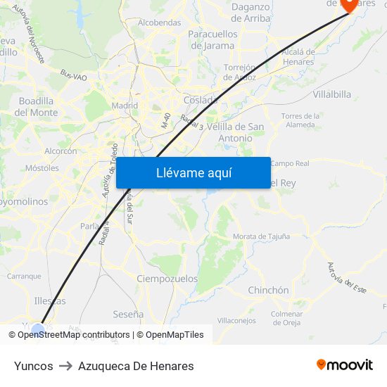 Yuncos to Azuqueca De Henares map