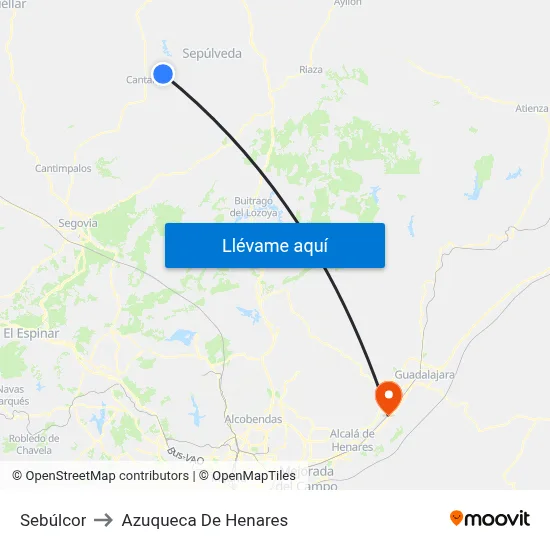 Sebúlcor to Azuqueca De Henares map