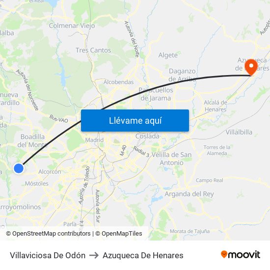 Villaviciosa De Odón to Azuqueca De Henares map