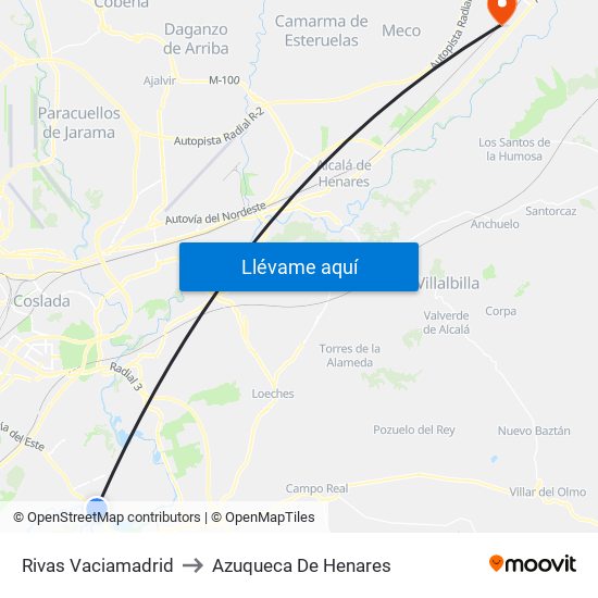 Rivas Vaciamadrid to Azuqueca De Henares map