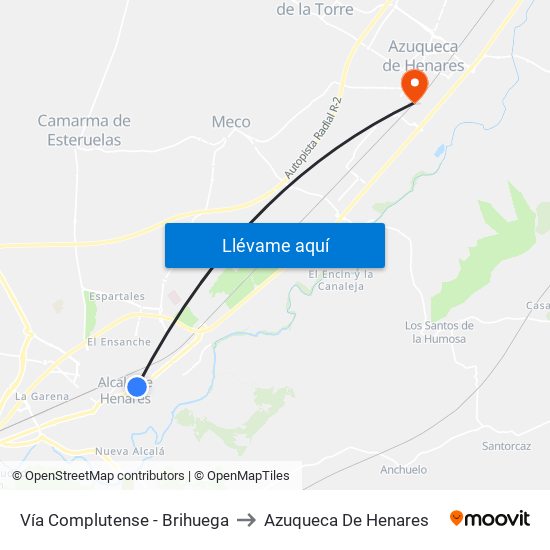 Vía Complutense - Brihuega to Azuqueca De Henares map