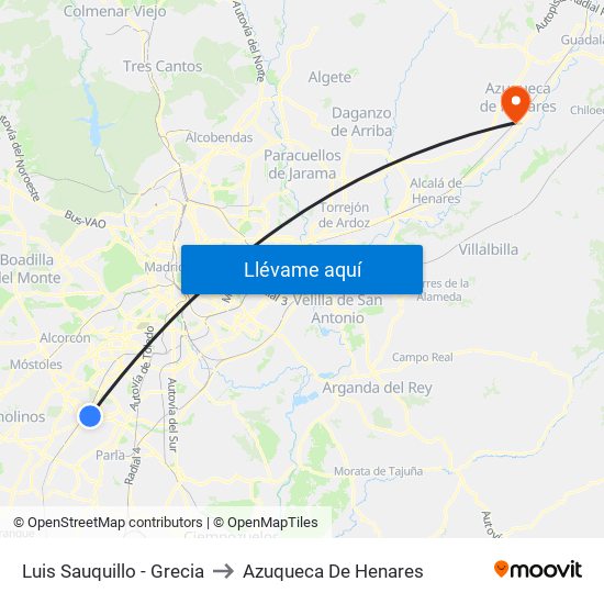 Luis Sauquillo - Grecia to Azuqueca De Henares map