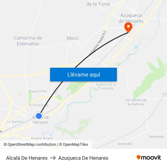 Alcalá De Henares to Azuqueca De Henares map