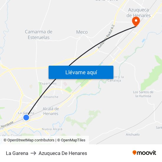 La Garena to Azuqueca De Henares map