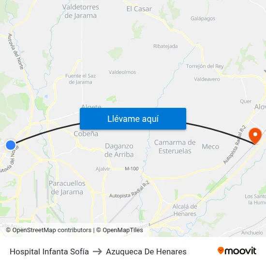 Hospital Infanta Sofía to Azuqueca De Henares map