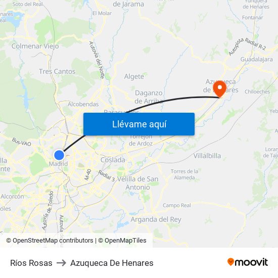 Ríos Rosas to Azuqueca De Henares map