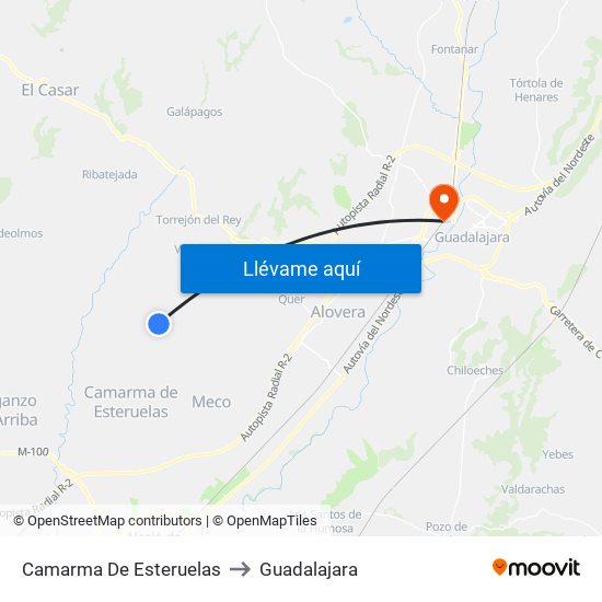 Camarma De Esteruelas to Guadalajara map